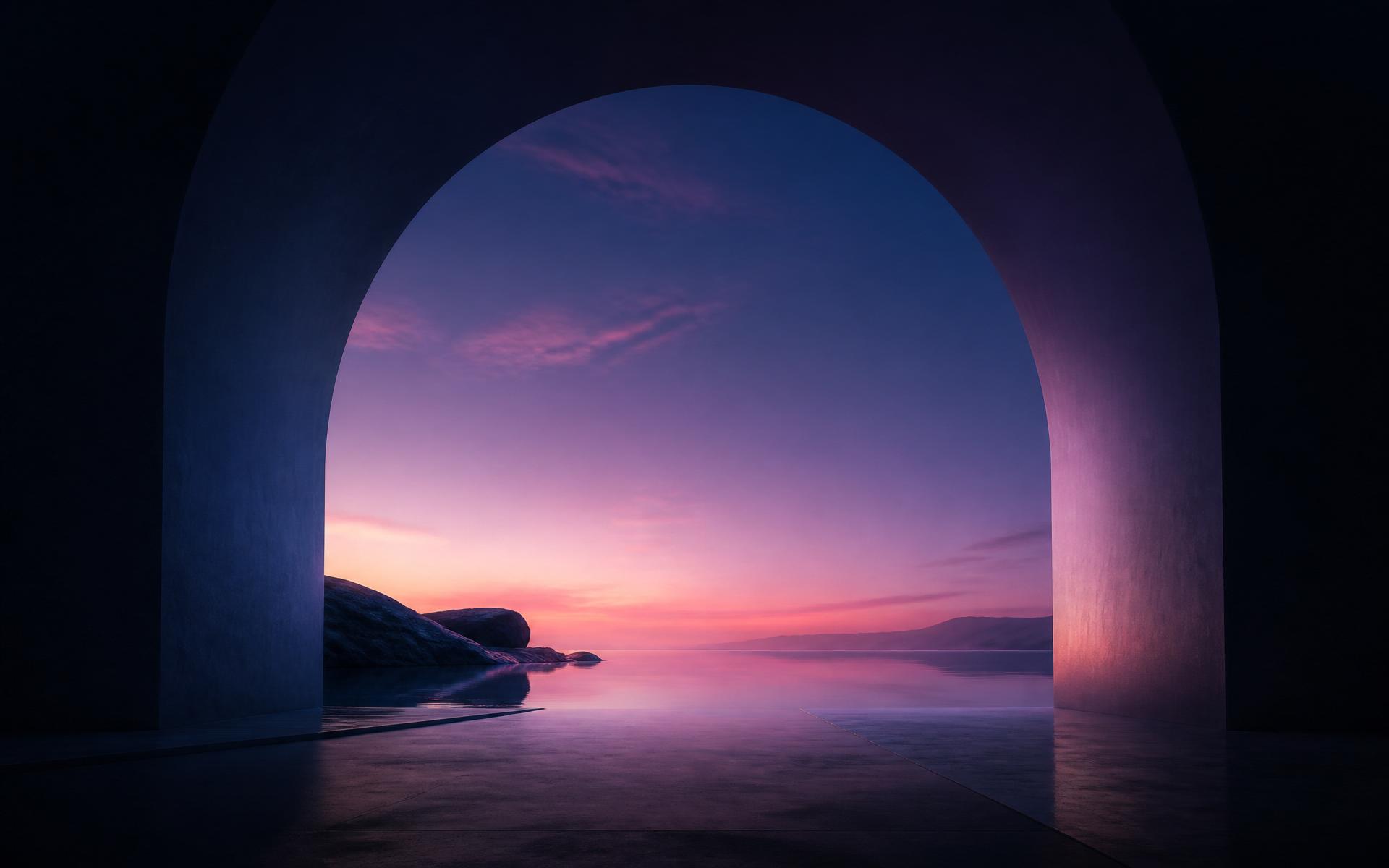 Stone arch at sunset