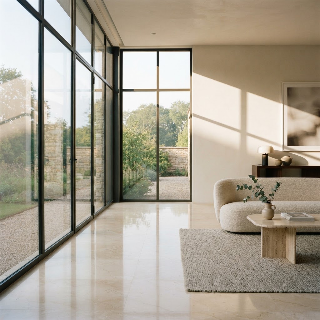 Minimalist interior with natural light