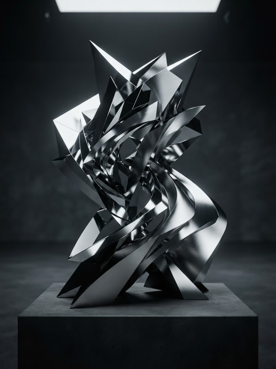 Abstract geometric chrome architecture representing precision and modern technology